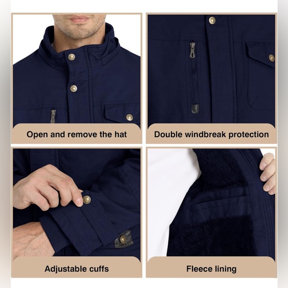 Men’s Winter jacket navy blue XL - Picture 4 of 7